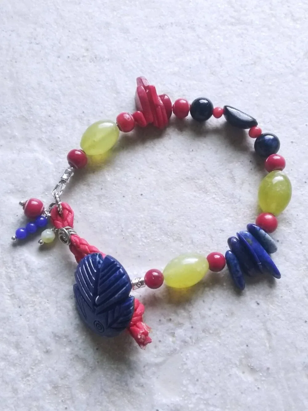 Handmade! Button & Loop Bracelet! Chunky Eclectic Bold Semi-Precious Stone Beads